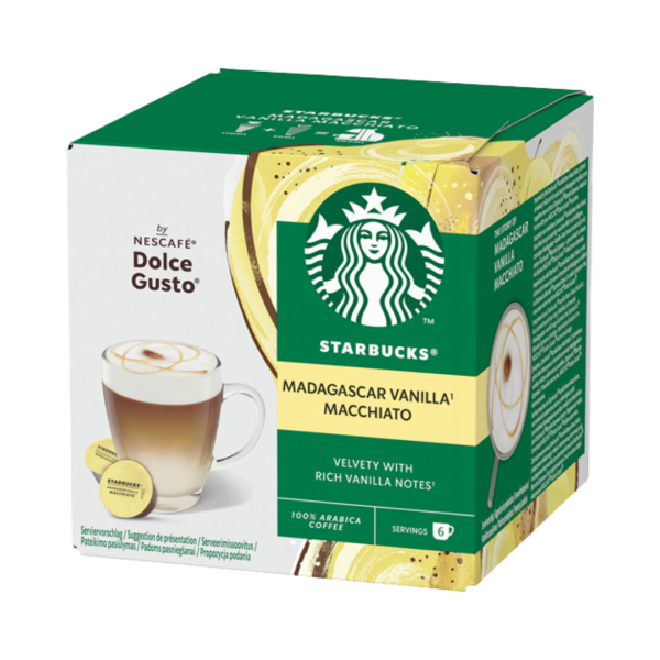 Starbucks Dolce Gusto Macchiato Madagascar Vanilla, 12 Kaffeekapseln, 132 Gramm